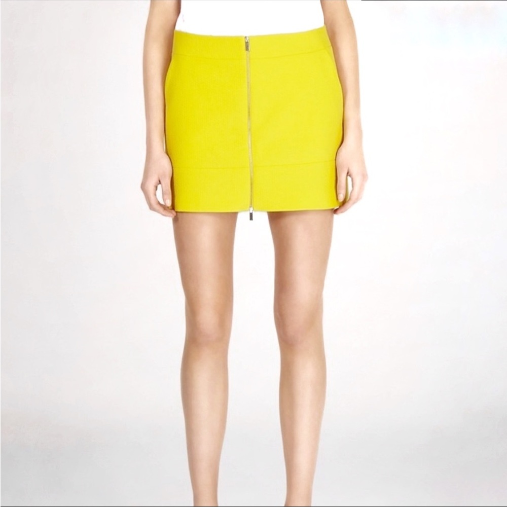 Karen Millen yellow mini skirt double zip Y2K textured fabric